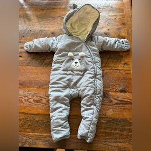 Gray Bear Baby Snowsuit